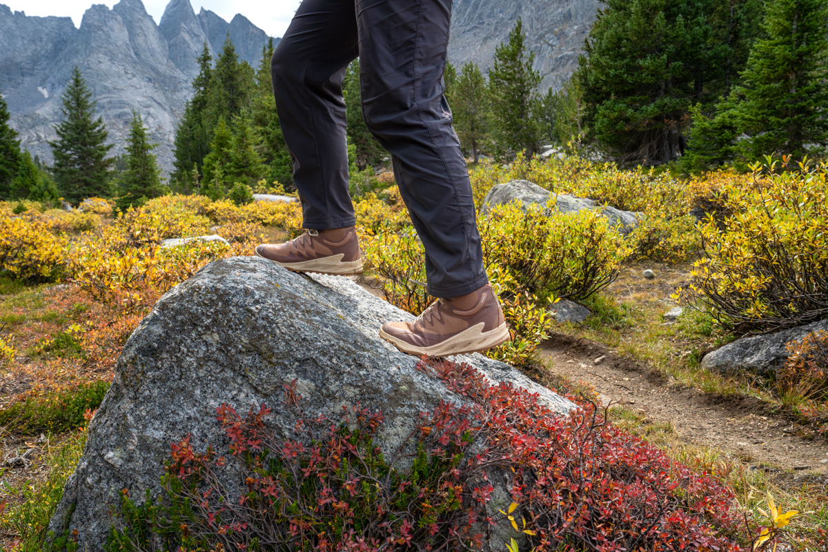 Waterproof Hiking Boots (standing on rock in Keen Zionic Mid)