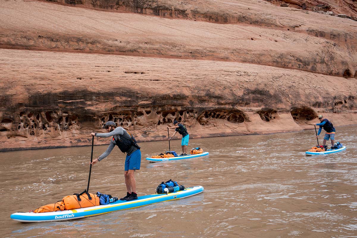 Badfish inflatable SUP (paddling on touring expedition)