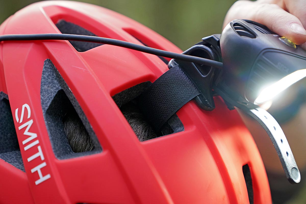 Mountain bike helmet (bike light mounted)