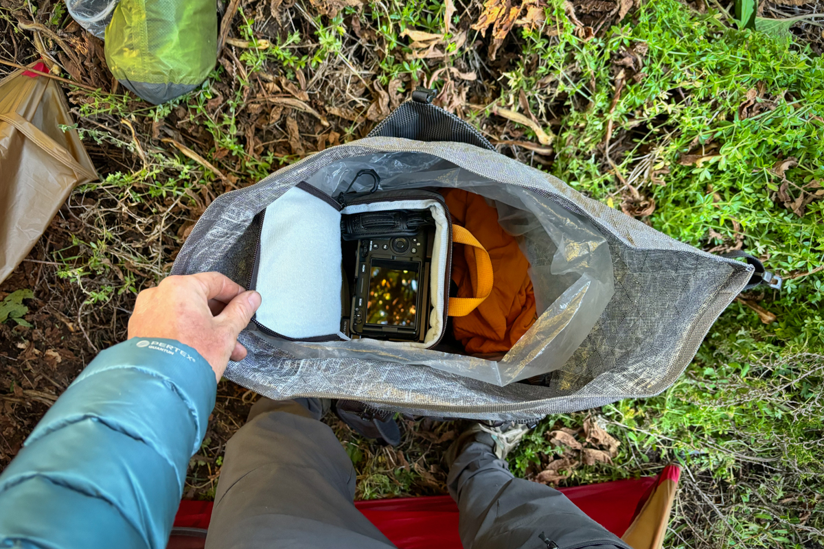 Cameras for Hiking and Backpacking (pack liner with camera cube)