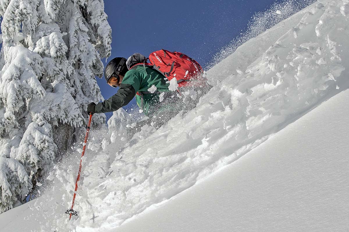 Backcountry Access Float 2.0 avalanche airbag backpack (skiing in powder)