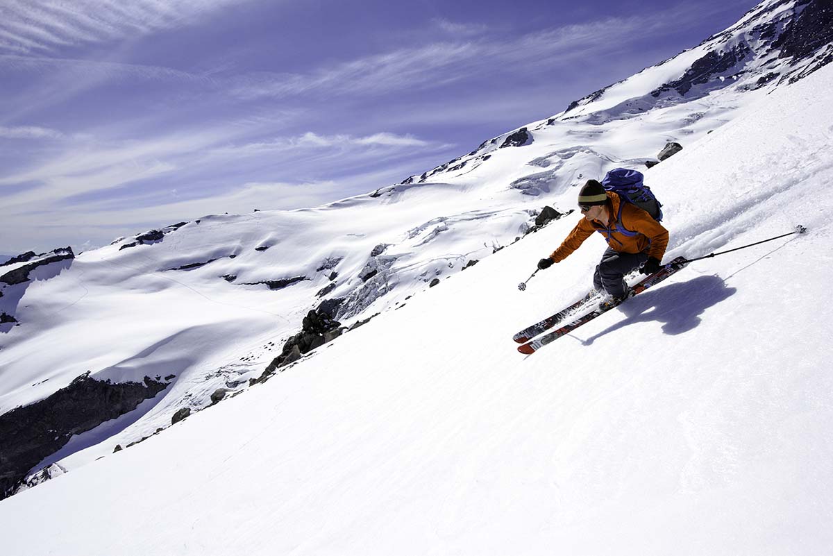 Aggressive skiing in the backcountry