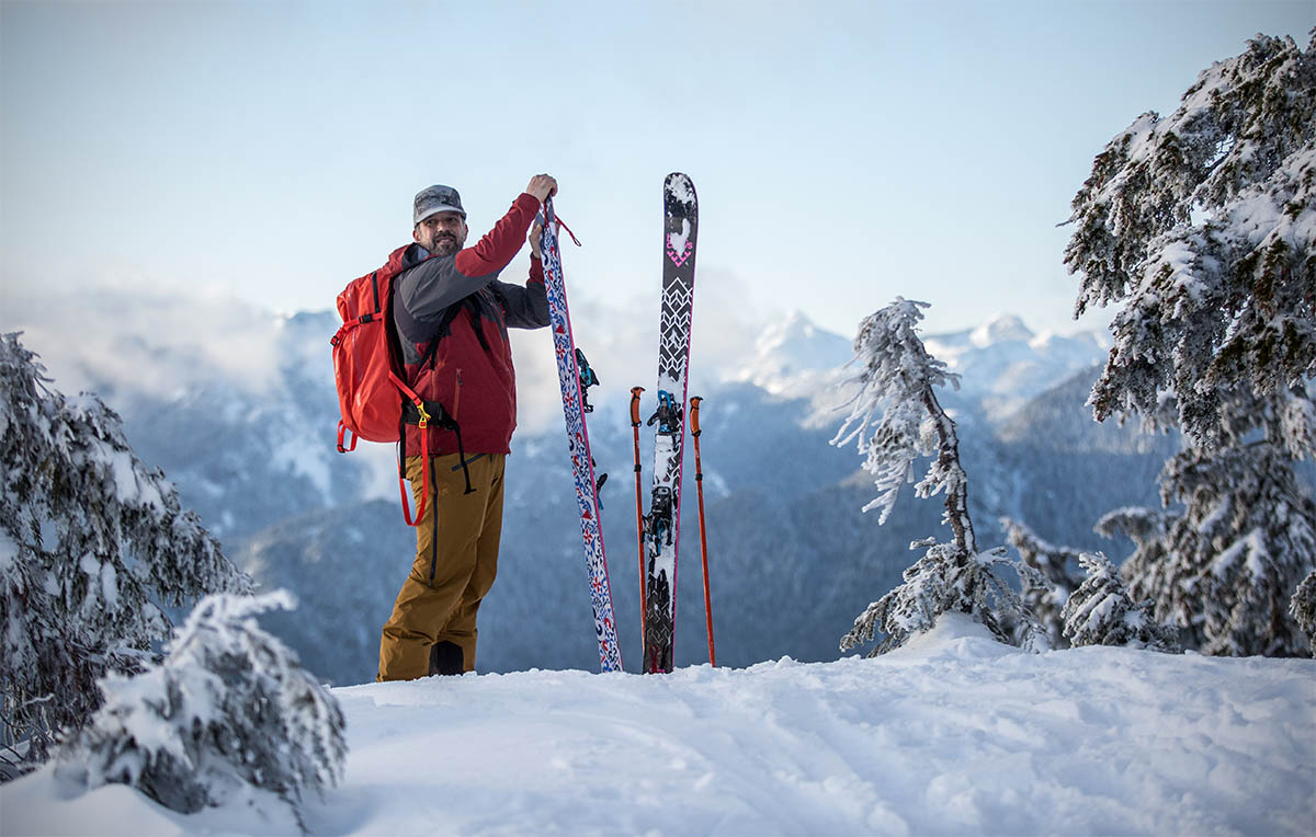 Backcountry skis (removing skins)