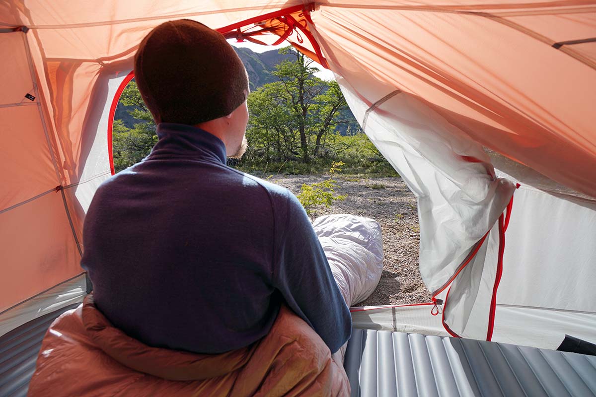 Smartwool 250 Merino baselayer (in sleeping bag in tent)