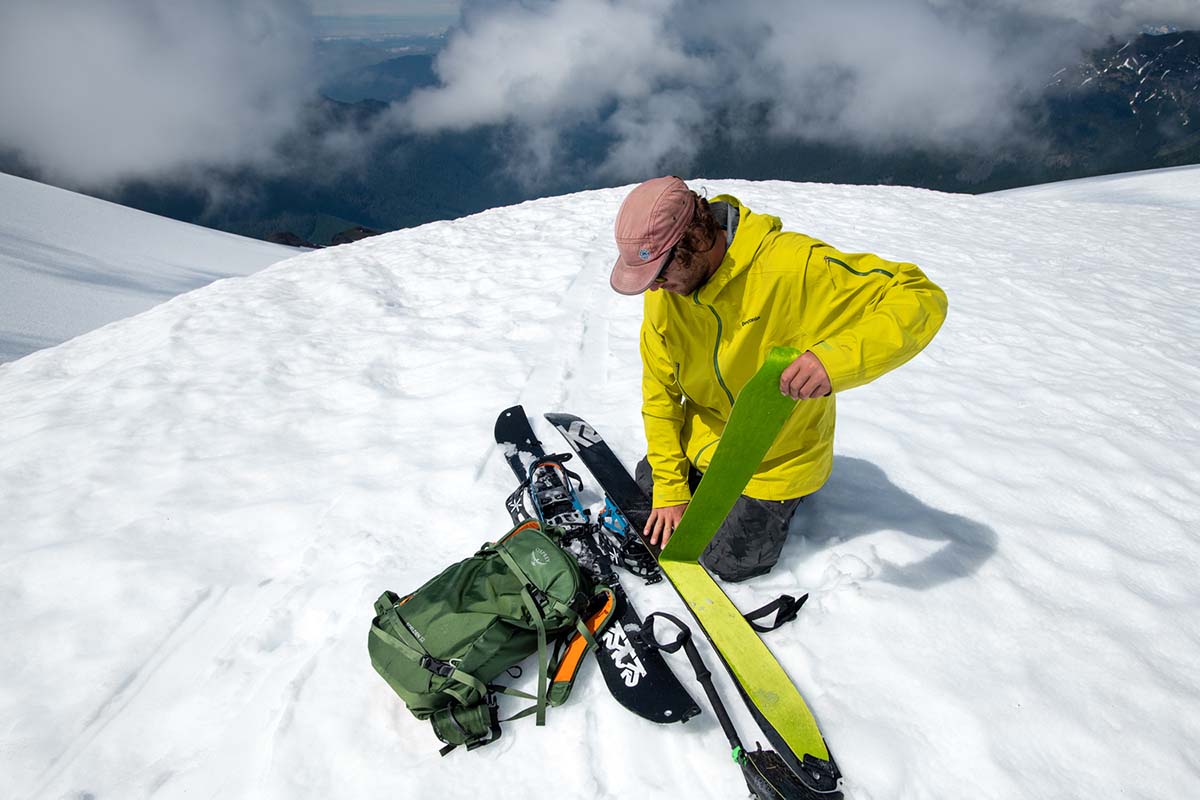 Putting skins on K2 splitboard