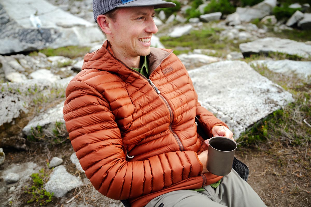 Down Jackets (at camp in Stio Pinion jacket)