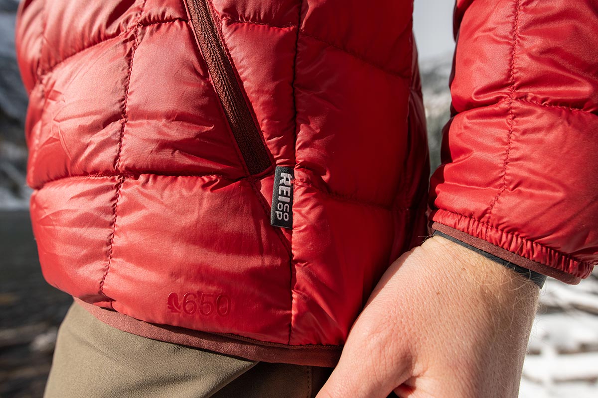 Down jacket (REI Co-op 650 2.0 logo)