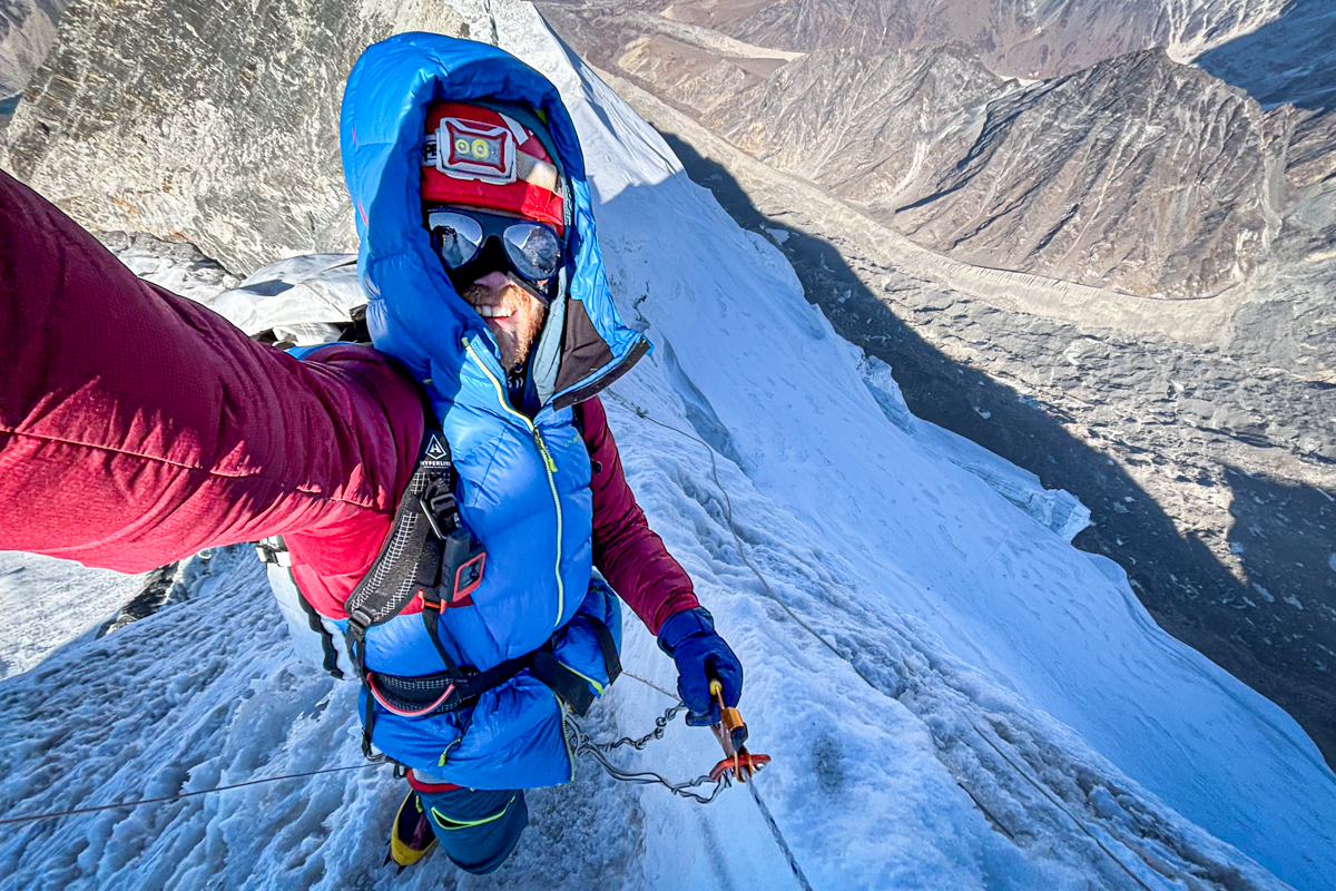 Testing the La Sportiva Supercouloir 1000 Down Jacket on a climb in Nepal