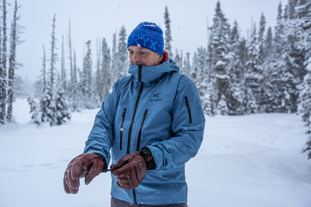 Hardshell jackets (wearing Arc'teryx Alpha SV in snowstorm)