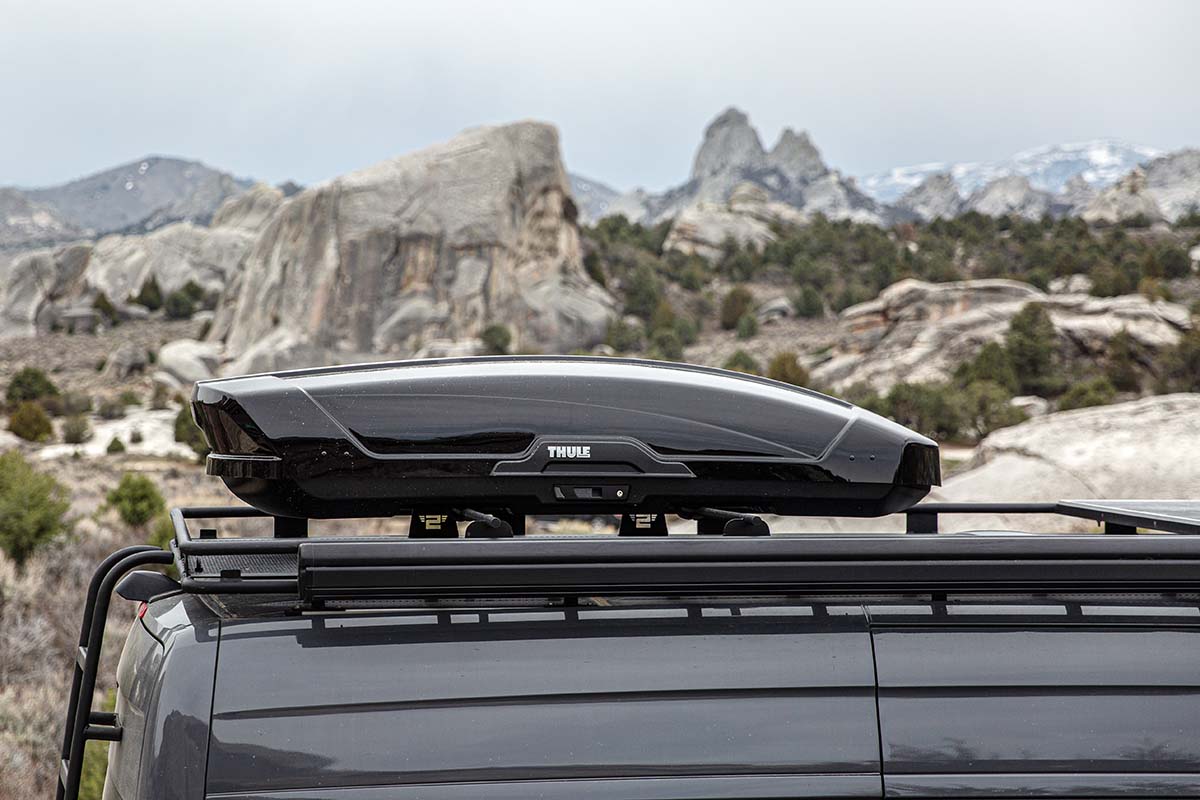 Thule Motion XT XL rooftop cargo box (next to basket)