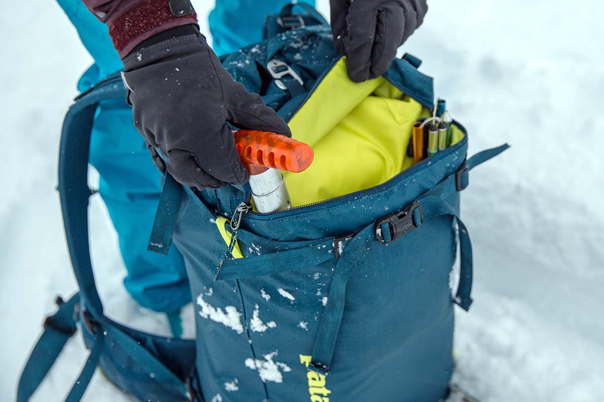 Patagonia Descensionist ski pack (avalanche safety tool compartment)