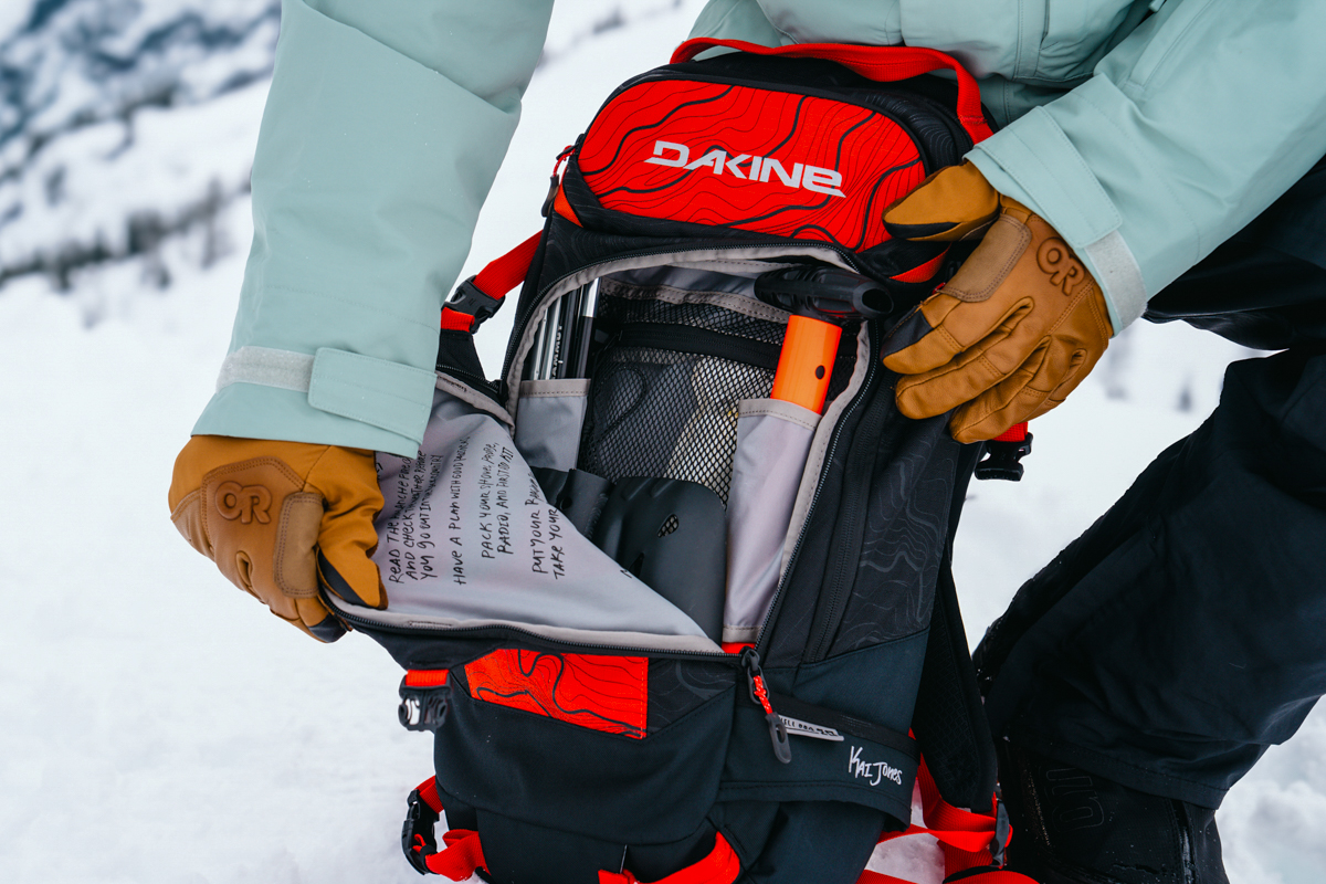 Ski backpacks (avy gear pocket on Dakine Heli Pro 20L)