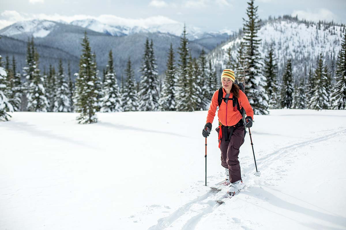 Skinning in the Arc'teryx Sentinel LT bib pants