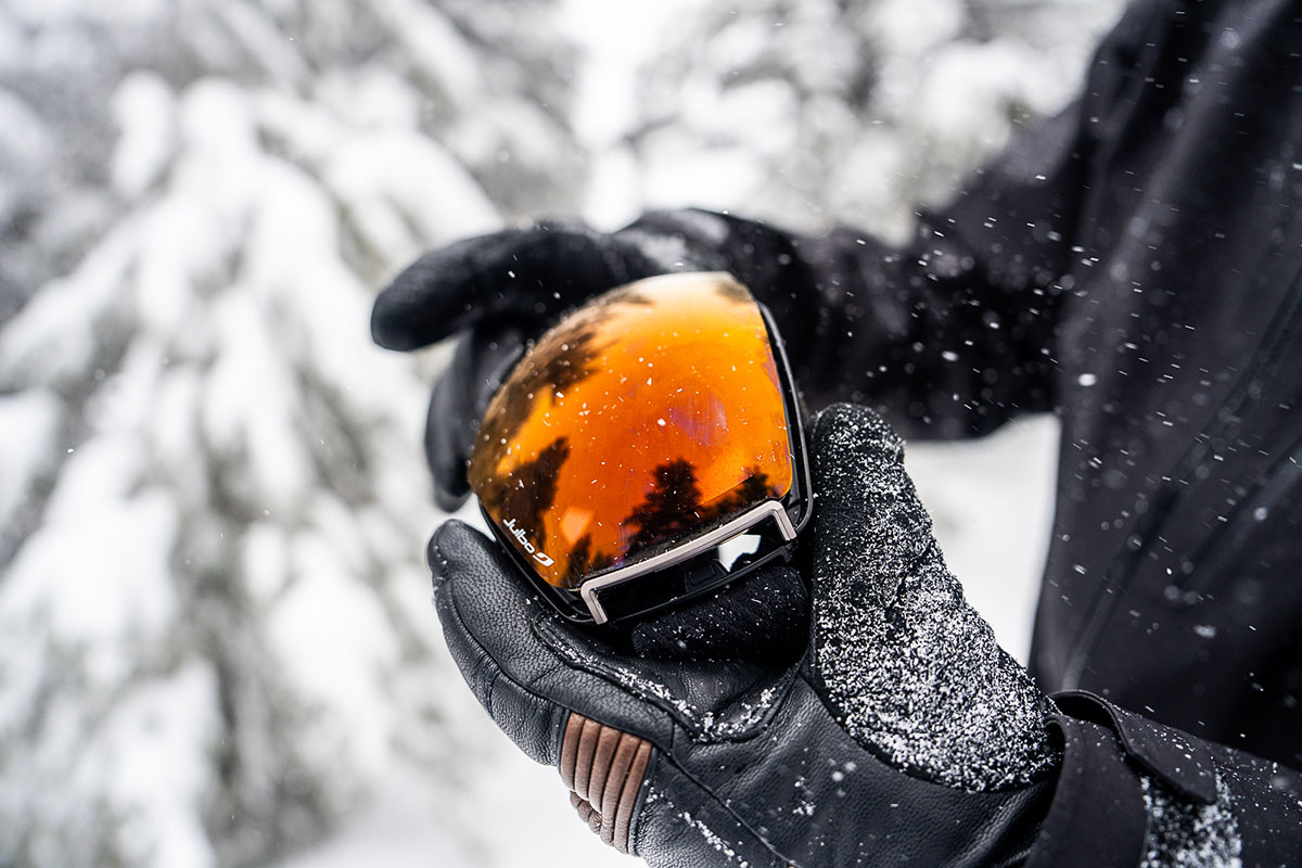 Ski goggles (closeup of lens on Julbo Lightyear)