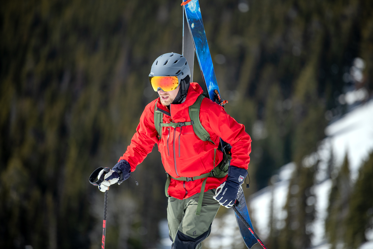 Ski helmet (Smith Survey hiking uphill)