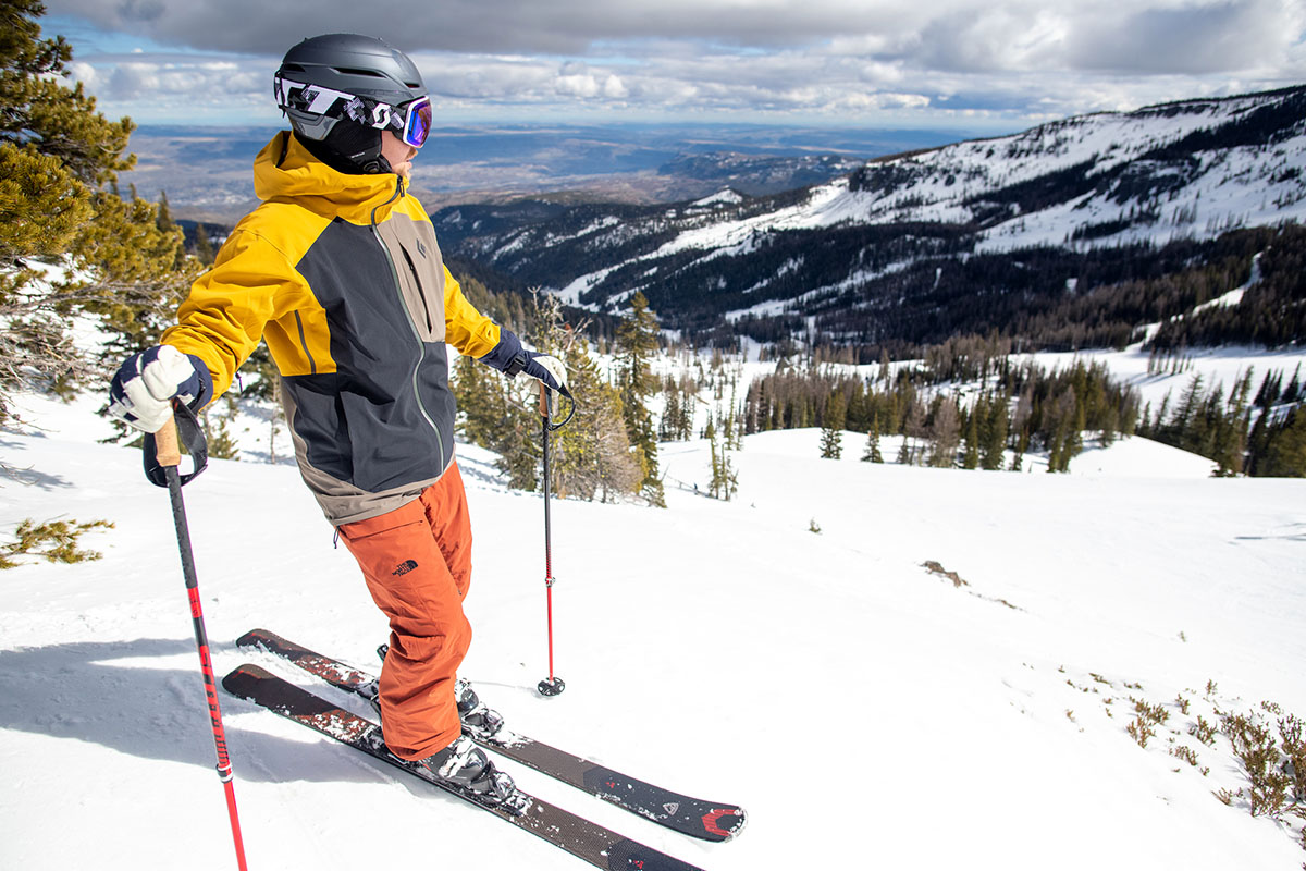 Ski pants (standing above run in The North Face Freedom)