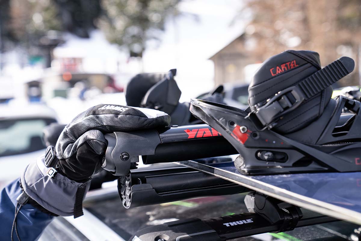 Opening the Yakima FatCat ski snowboard rack