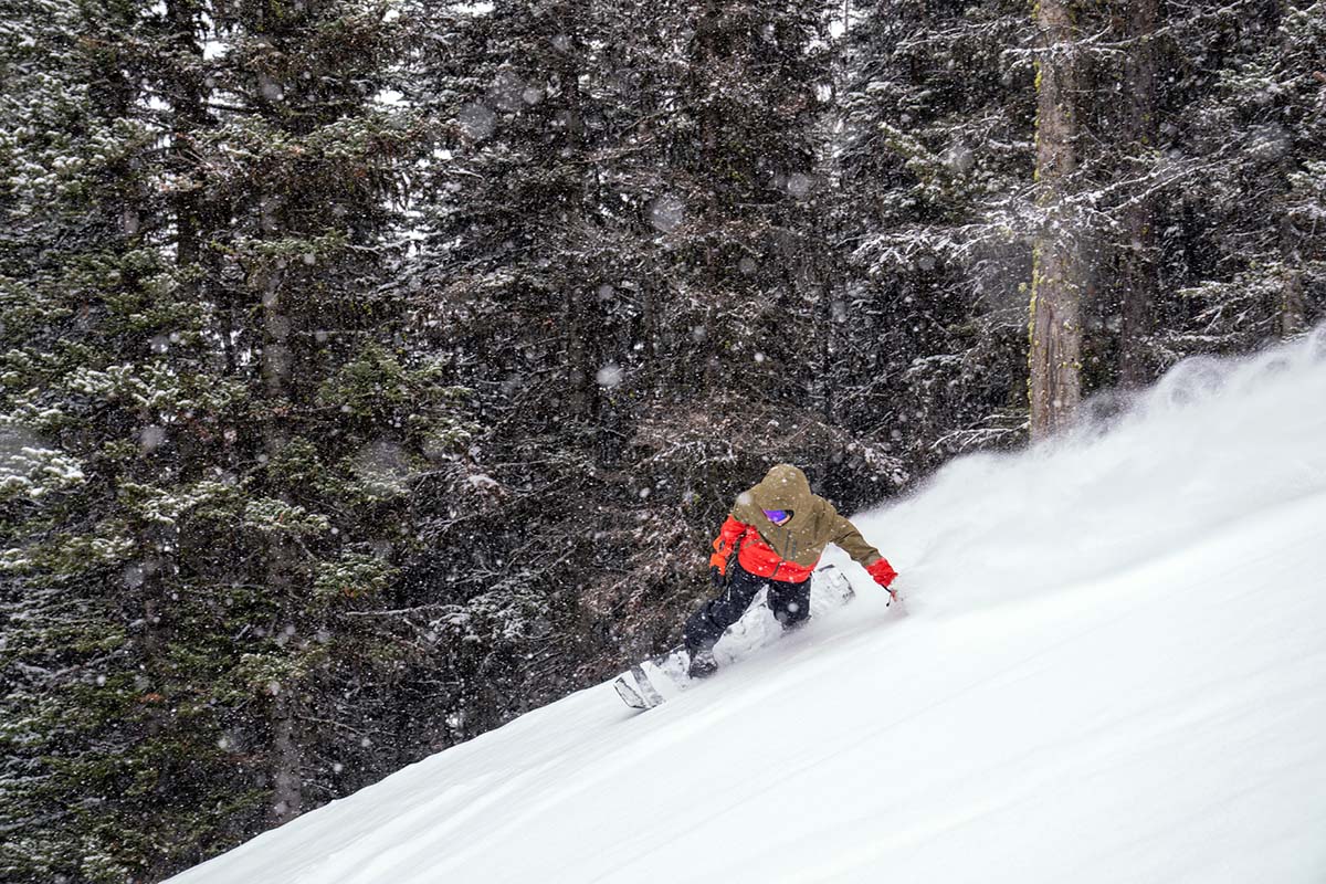 Putting hand down in the snow (snowboarding gloves and mittens)