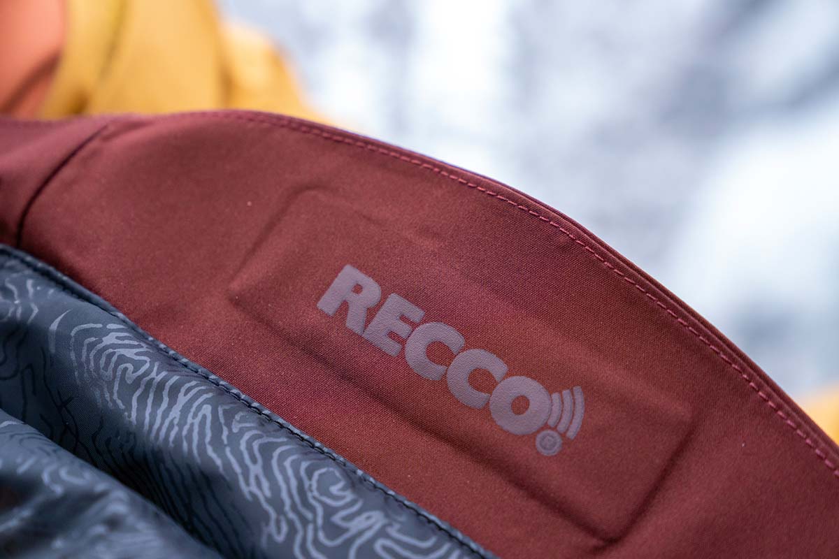 RECCO reflector on Jones snowboard jacket)