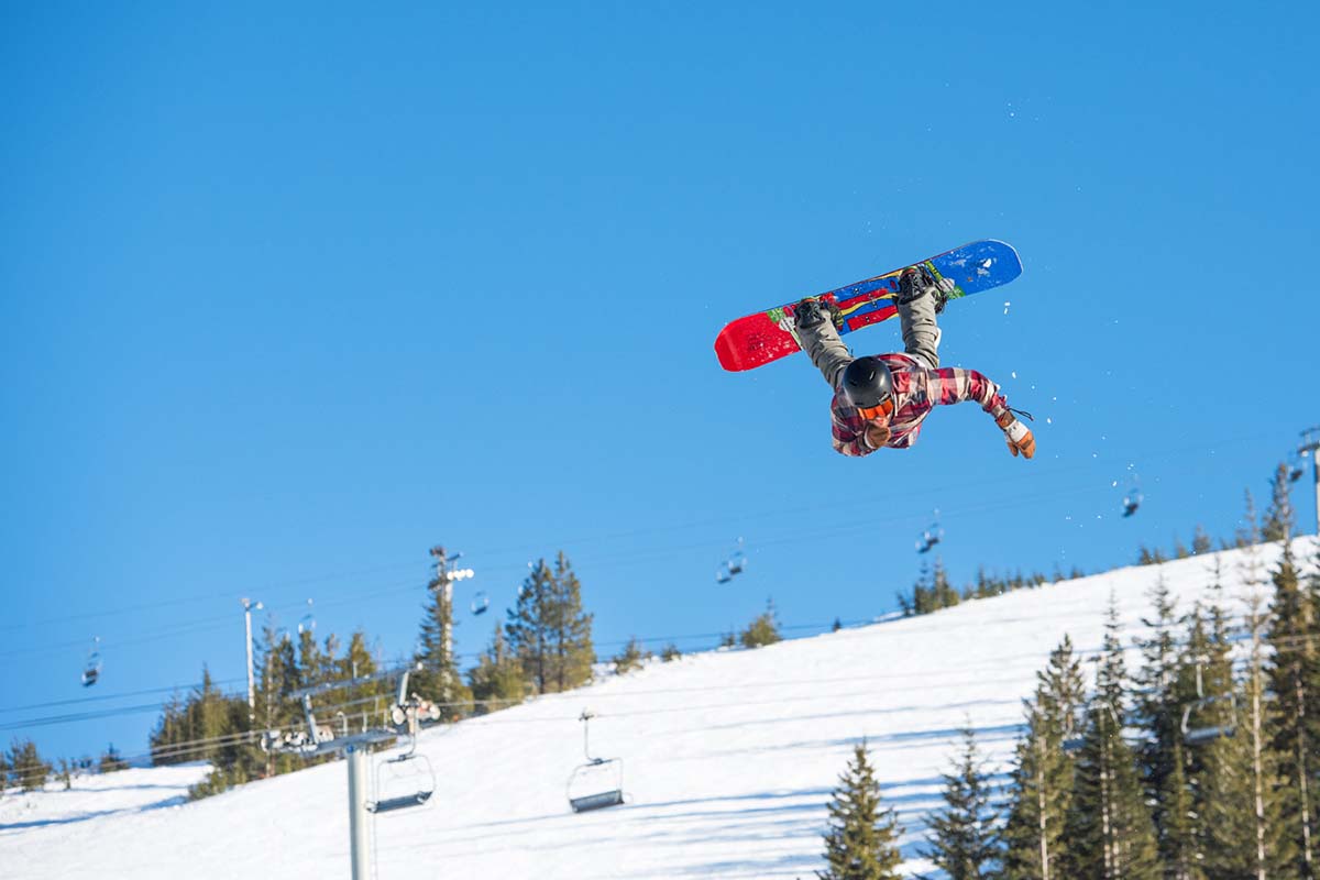 Snowboard pant (catching air in the park on a bluebird day)