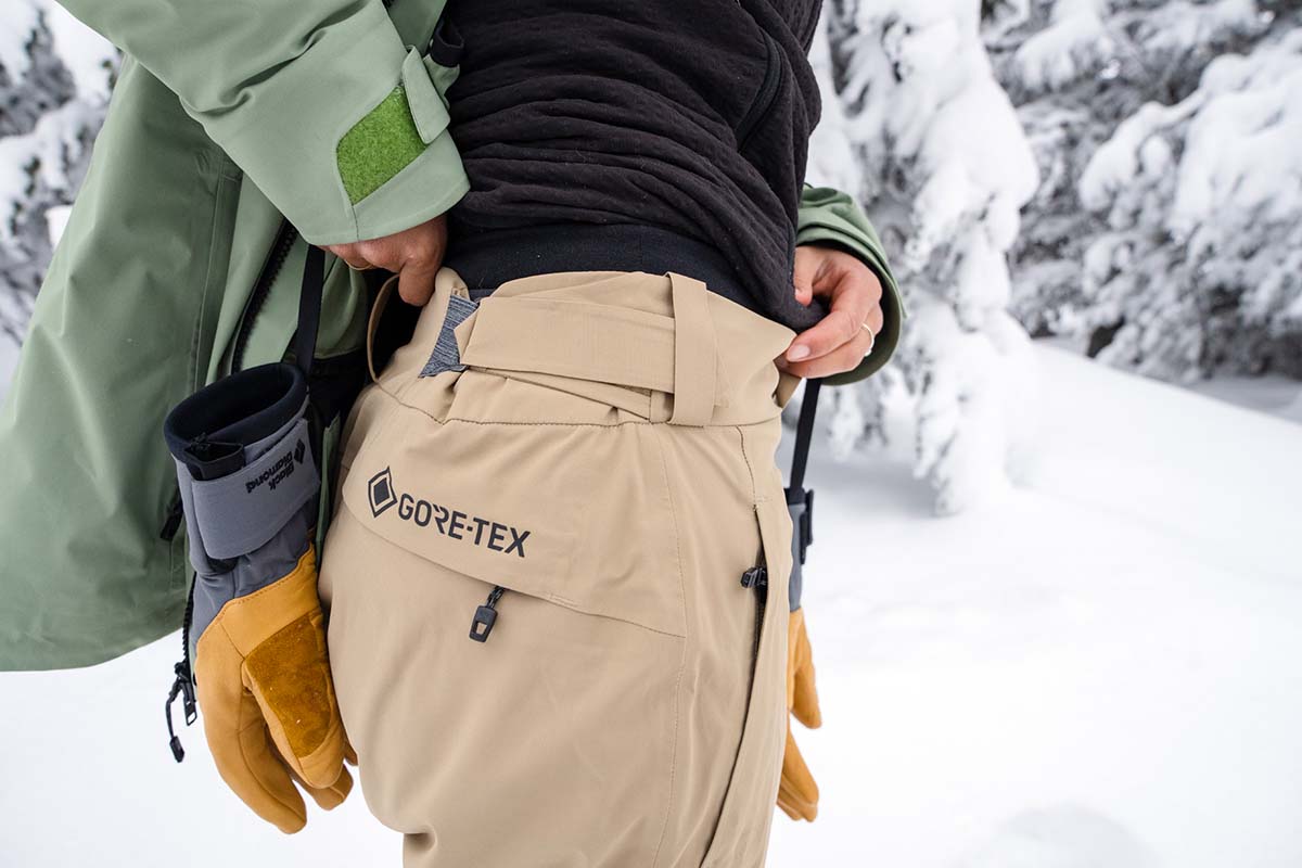 Gore-Tex logo on snowboard pants