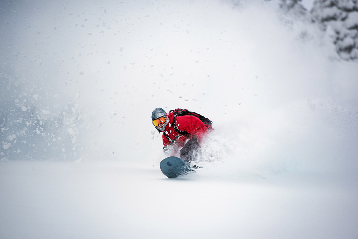 Splitboarding in deep powder (in trees)