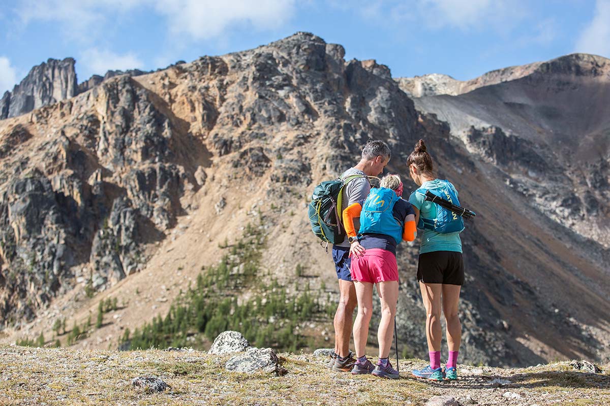 Running vest and packs (looking at map)