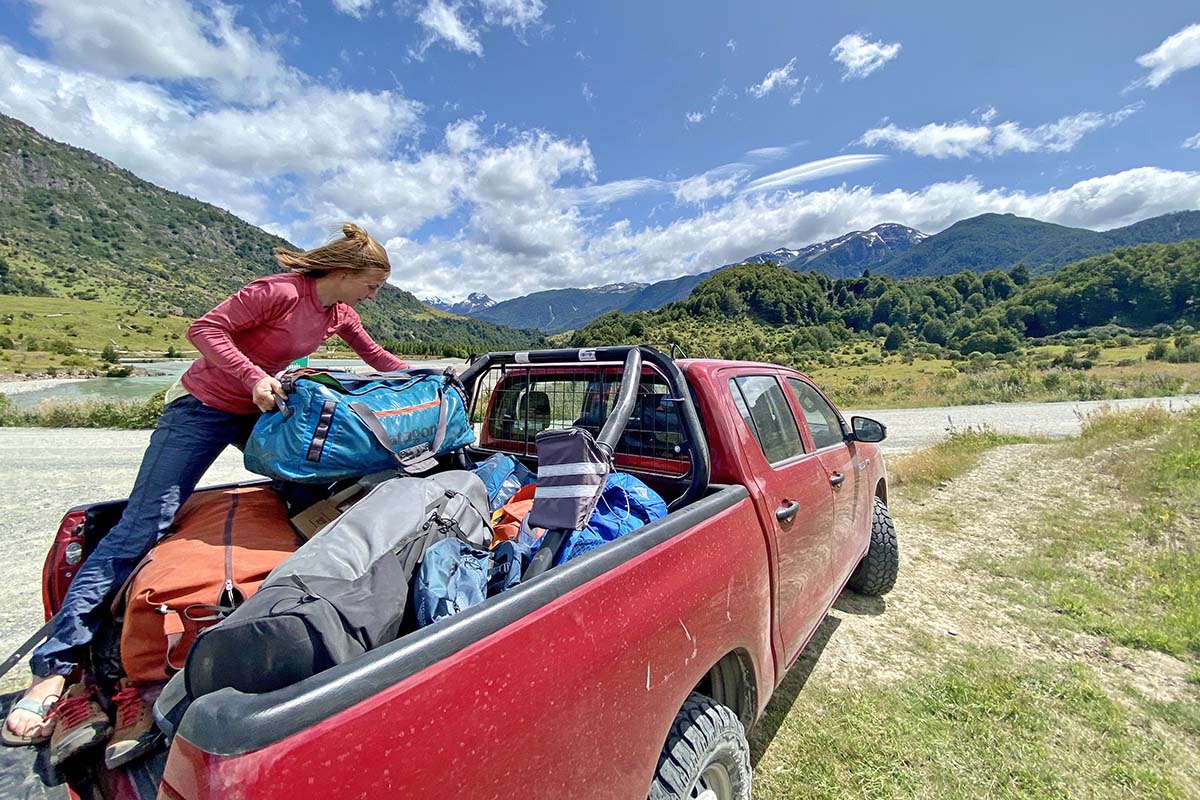 Loading Patagonia Black Hole Duffel into truck