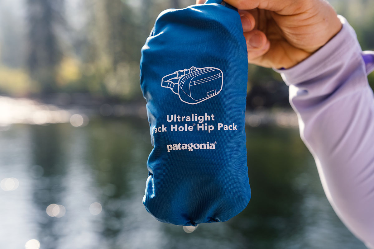 Fanny pack (Patagonia Ultralight Black Hole Mini stuffed into pocket)