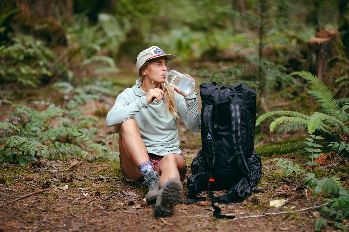 Water bottle (drinking from Nalgene in backcountry)