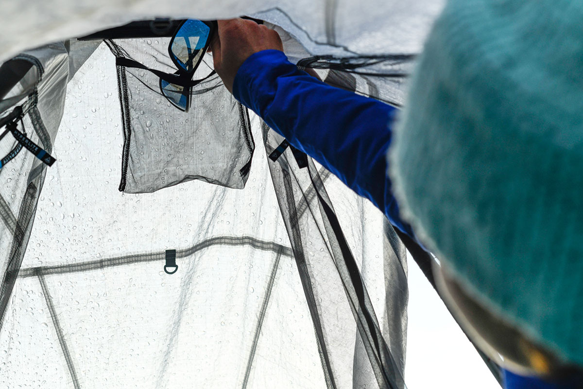 Hyperlite Dyneema ultralight trekking-pole shelter (water drops)