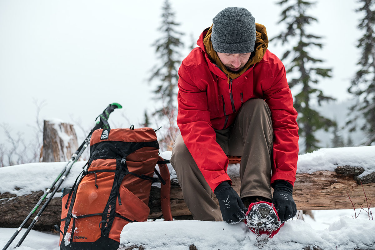 Winter traction devices (Kahtoola MICROspikes with hiking boots)