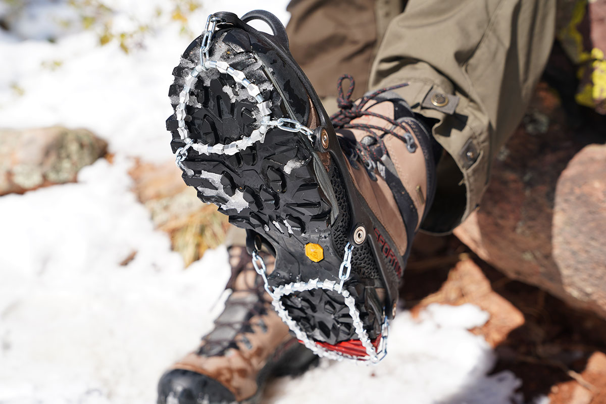 Designed for Cross-Country for a Durable Traction on Ice and Snow LIFE-SPORTS GEAR Spike PRO2 Ice Cleats for Boots and Shoes with 11 Stainless Steel Spikes