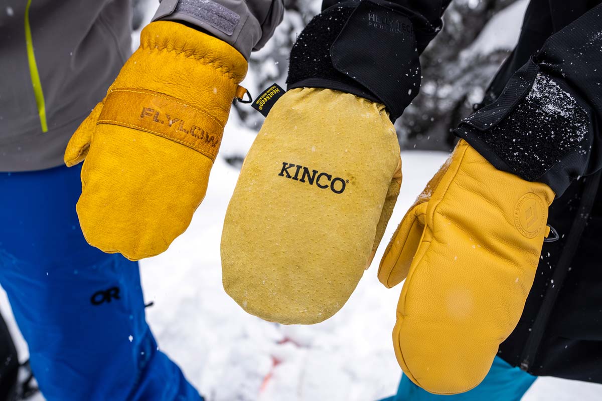 Leather work mittens (Flylow Oven Kinco Black Diamond Dirtbag)