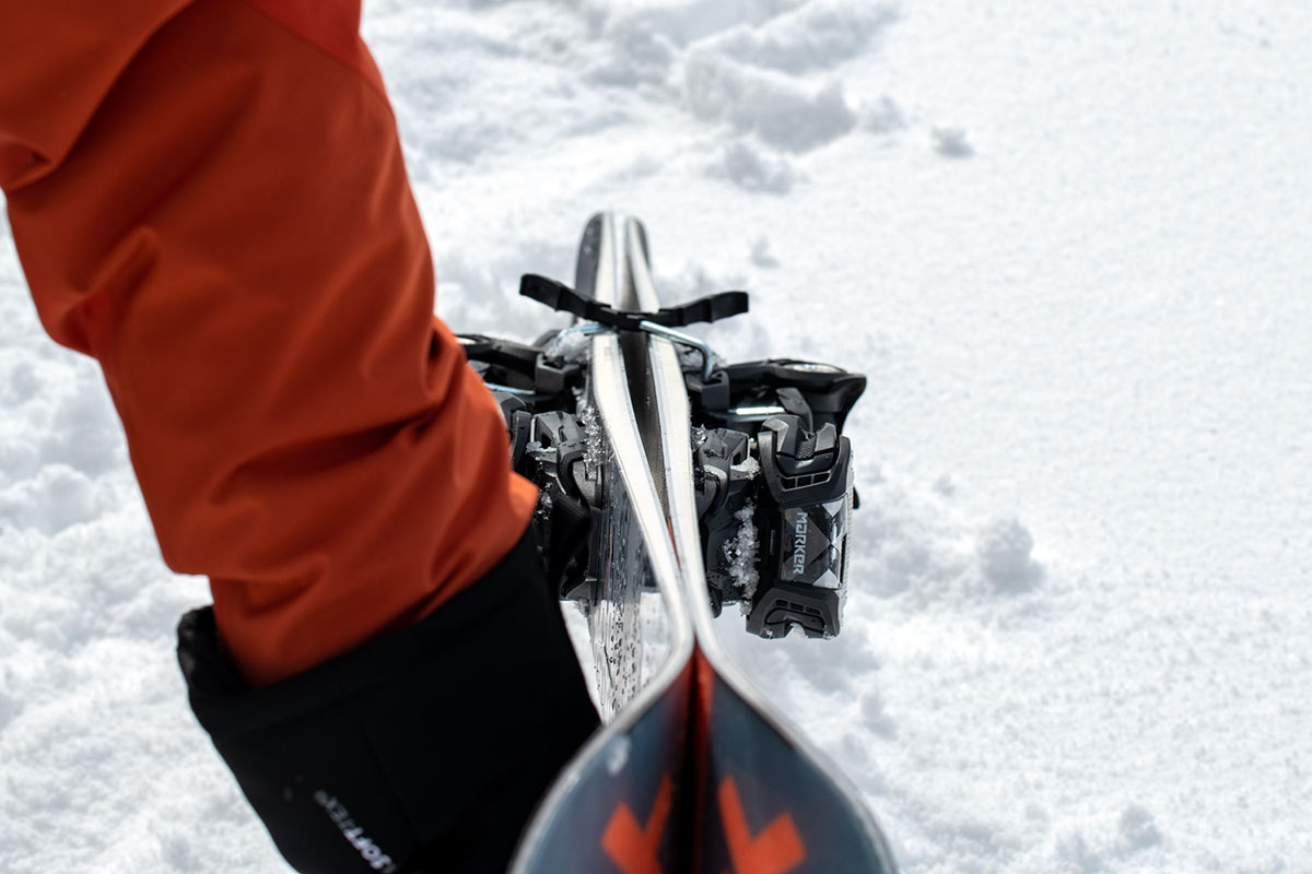 Women's all-mountain skis (camber closeup)