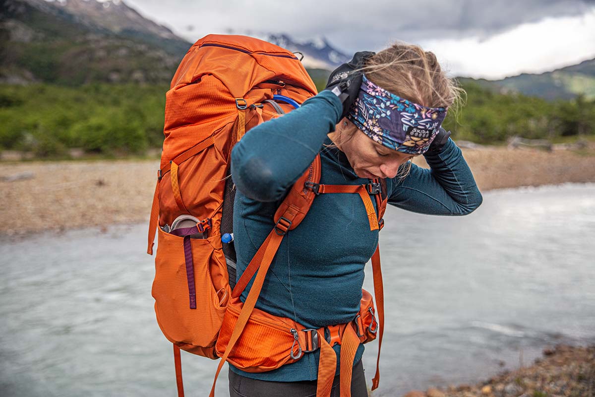 Backpacking in the Arc'teryx Rho Merino baselayer