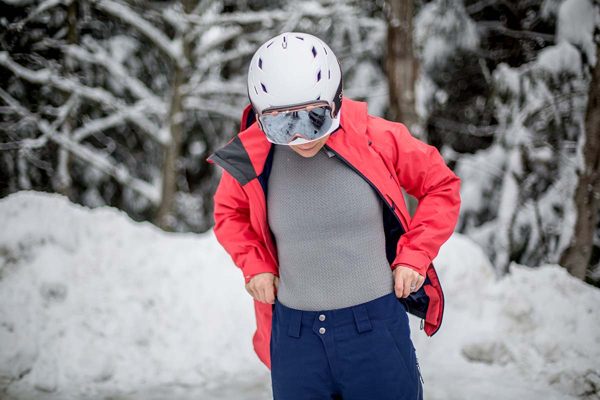 Women's baselayer (Patagonia Capilene Air layered under ski jacket)