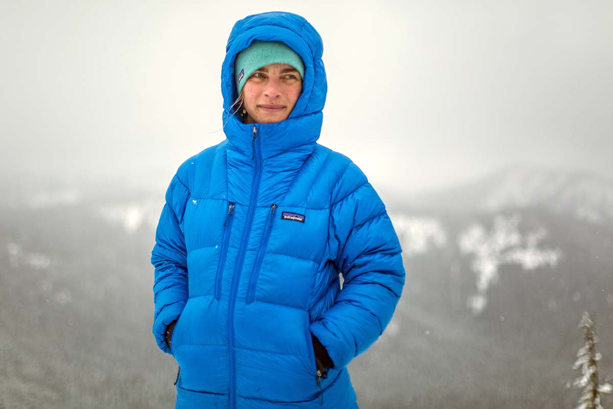 Wearing Patagonia's midweight Fitz Roy Down Hoody