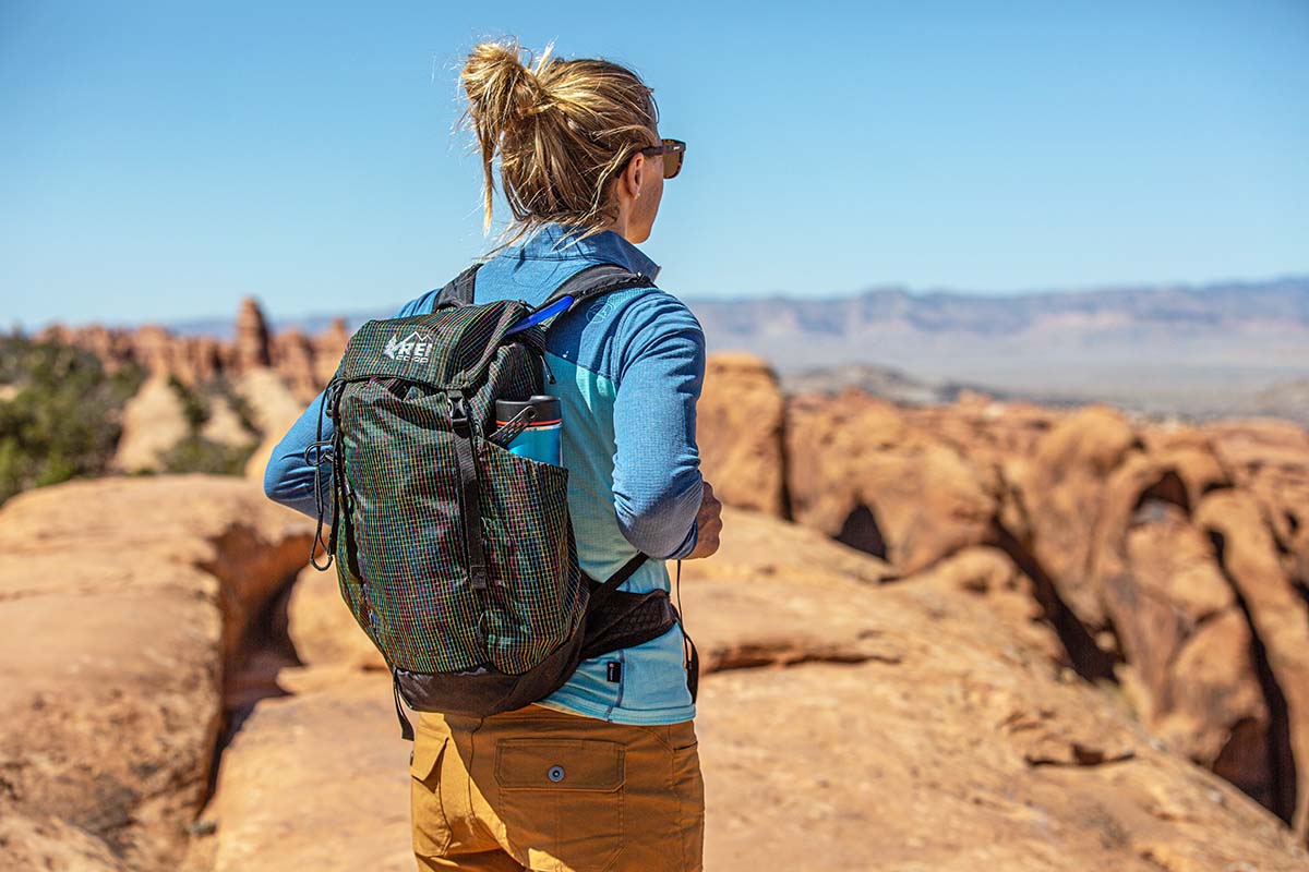 Wearing REI Co-op Flash 22 (hiking in Moab)