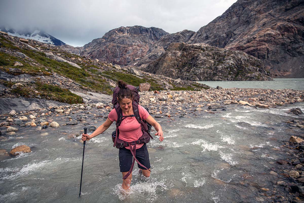 Crossing stream in Patagonia