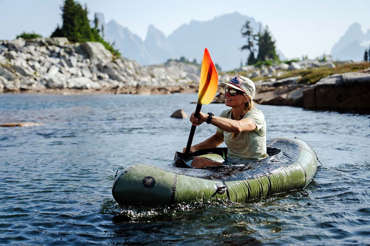 Packrafting in the mountains (women's hiking shirt)_0