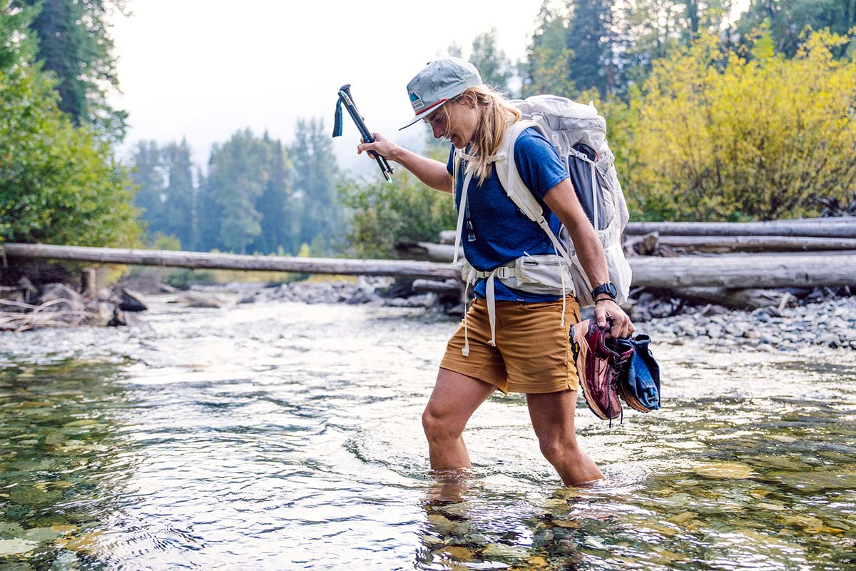 Patagonia Capilene Cool Daily women's hiking shirt (crossing stream)