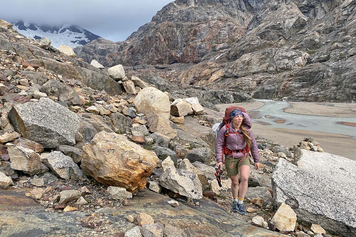 Hiking in shorts through the mountains (Patagonia Rio Electrico)