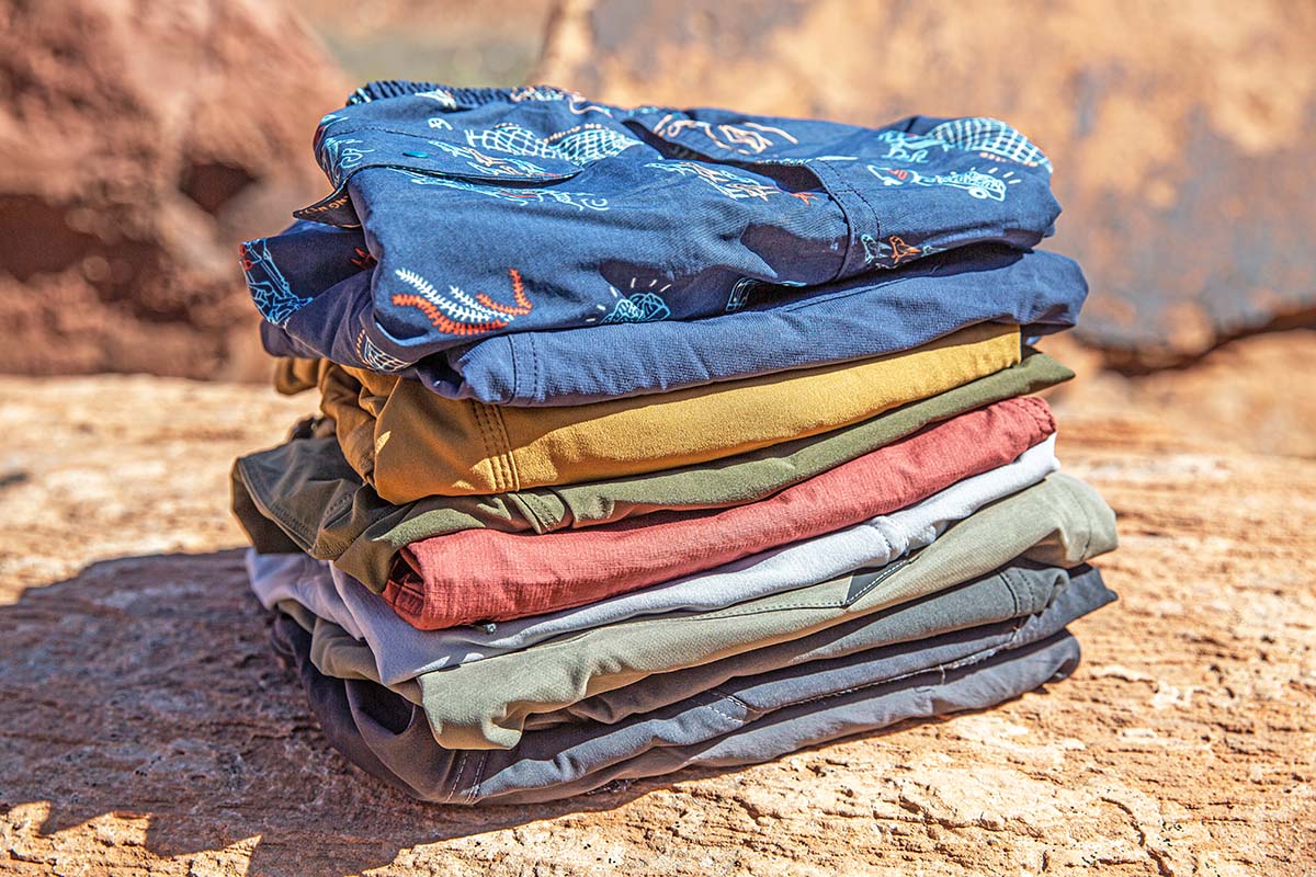 Stack of hiking shorts