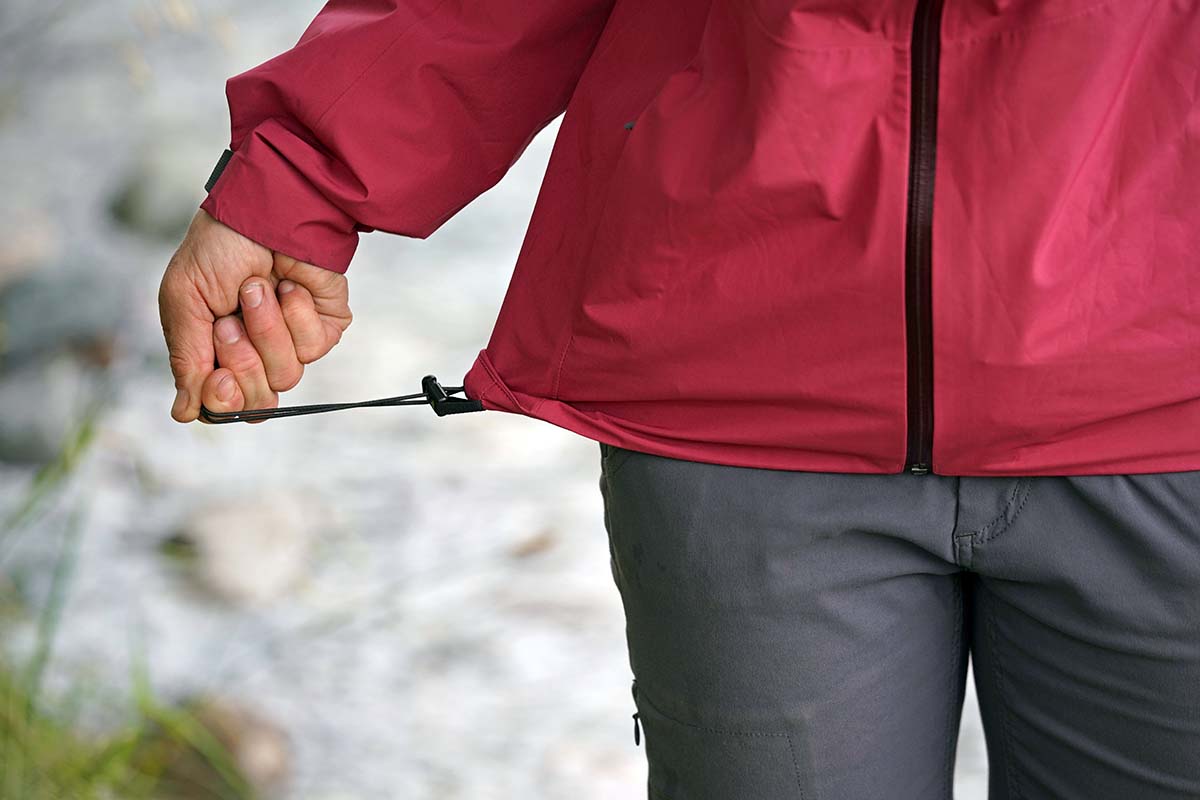 Waist adjustment on Black Diamond Liquid Point rain jacket