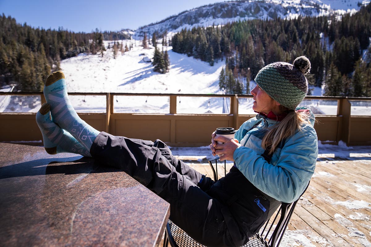 Ski socks (sitting at the resort)