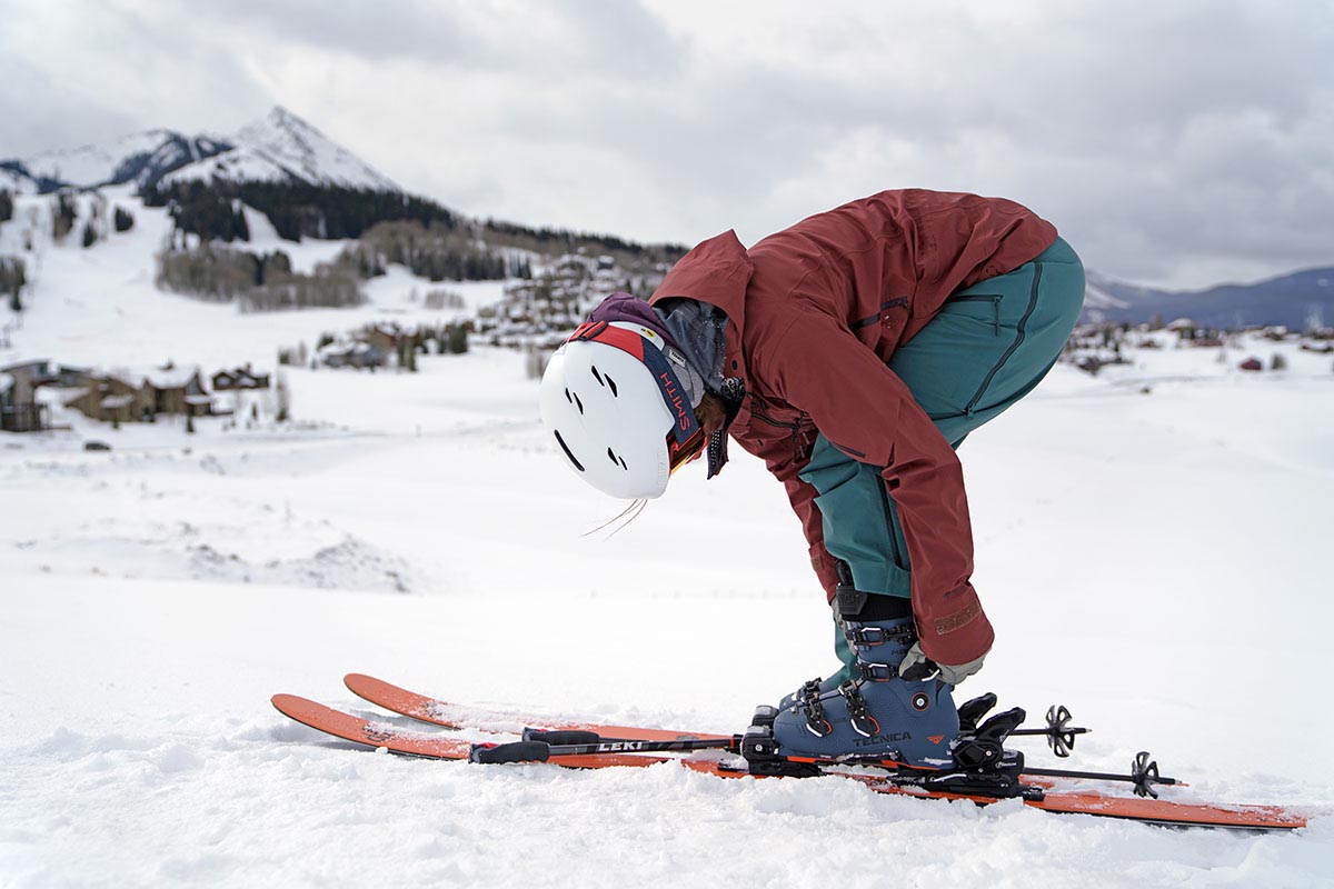 Women's ski boots (securing Technica Mach1 at resort)