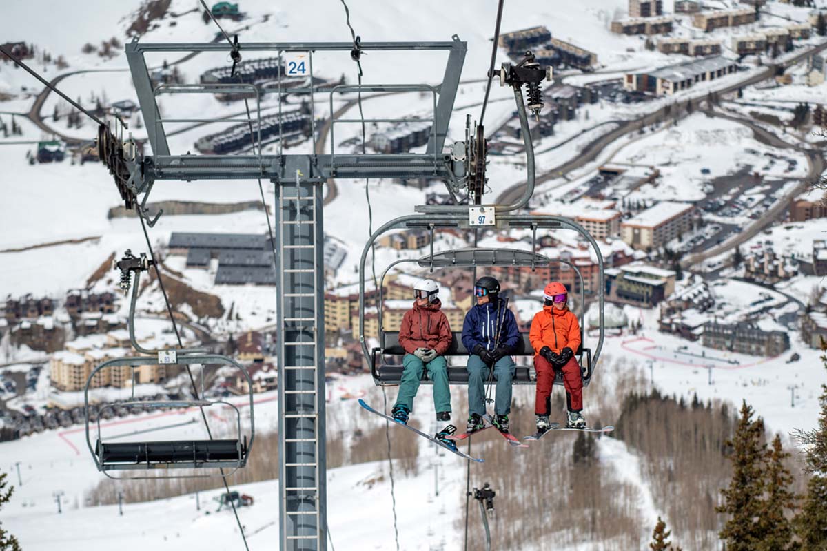 Ski pants (riding chairlift above Crested Butte resort)
