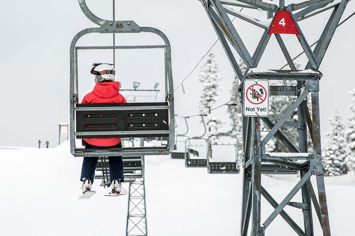 Ski pants (riding chairlift in Patagonia Insulated Powder Bowl)