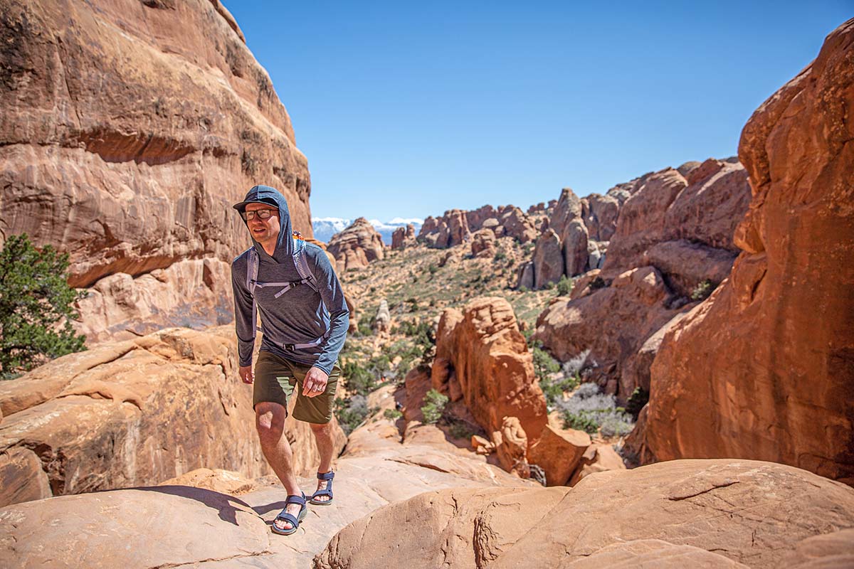 Hiking in sandals in Arches National Park